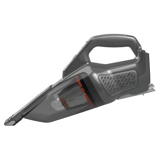 BLACKDECKER BCHV001B-JP handheld vacuum cleaner left side view, black and grey body, vented handle.
