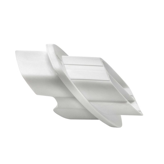 A close-up view of a white plastic camera accessory, possibly a lens hood or protective cover, shown on a plain white background.
