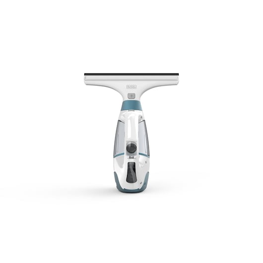 BLACKDECKER WW100 white and blue window vacuum cleaner, front angle on white background.